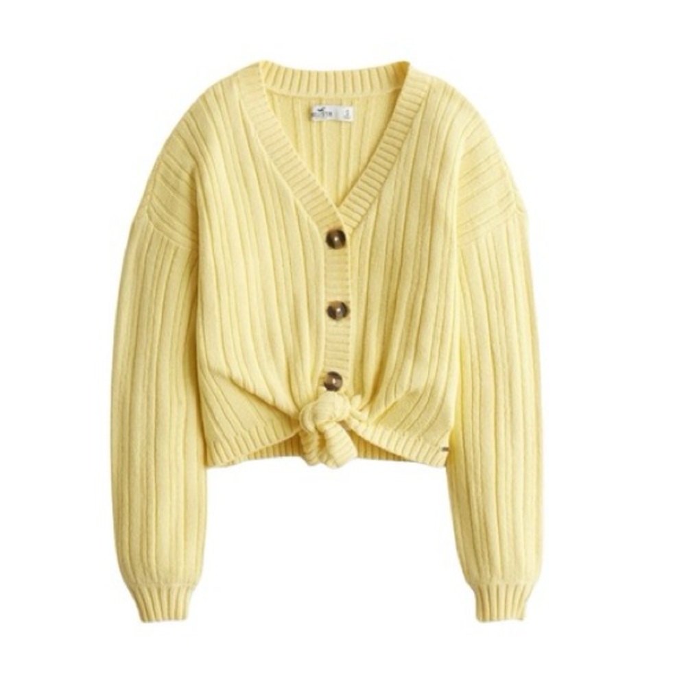 Hollister Y2K cardigan‎ butter yellow sweater women’s size large
